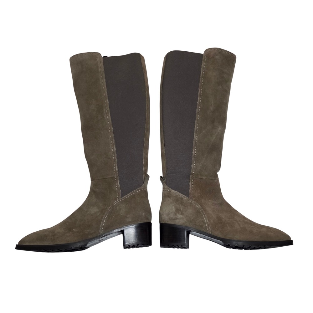 Aquatalia Womens Weatherproof Suede Tall Boots Olive Taupe Made in Italy 10.5